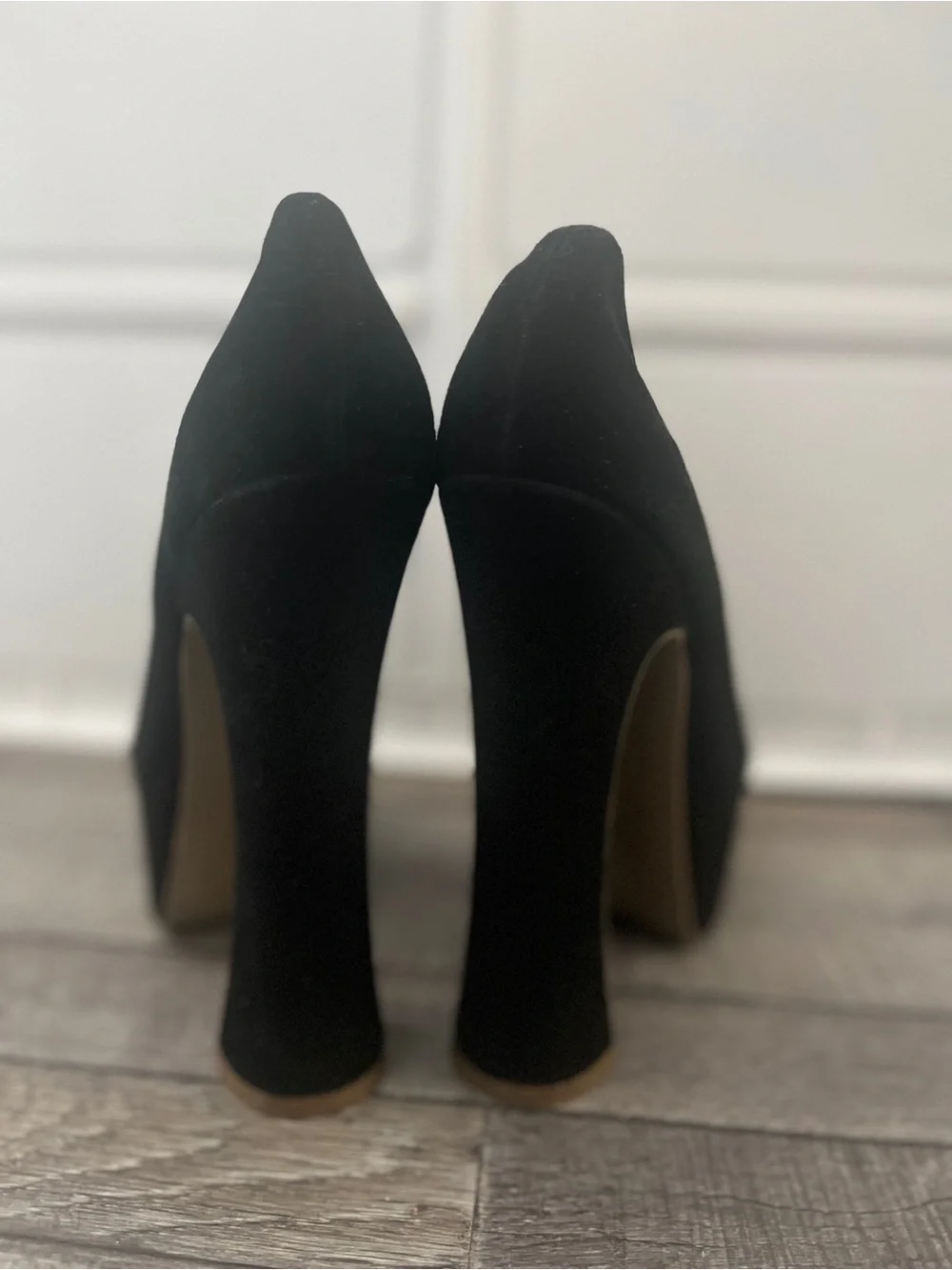 Dolce Vita Black Velvet Platform Pumps with High Block Heel